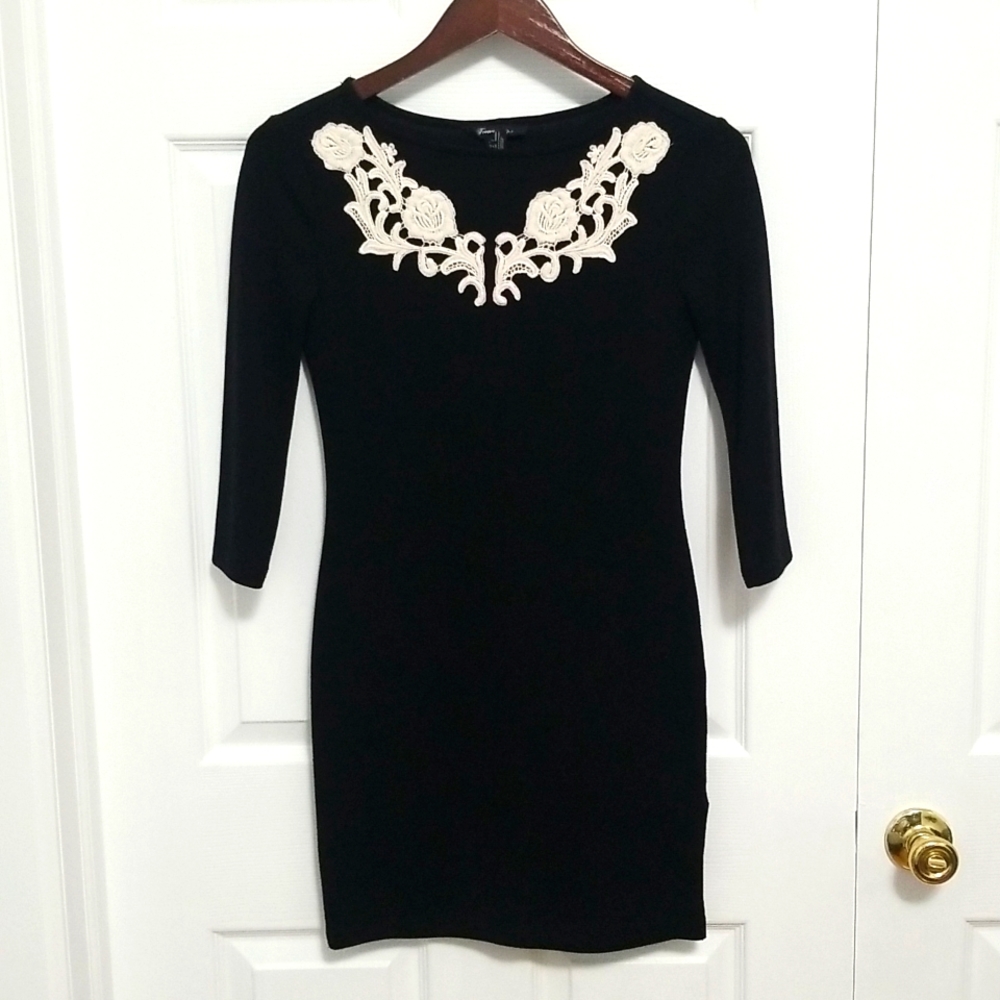 Black lace neck dress